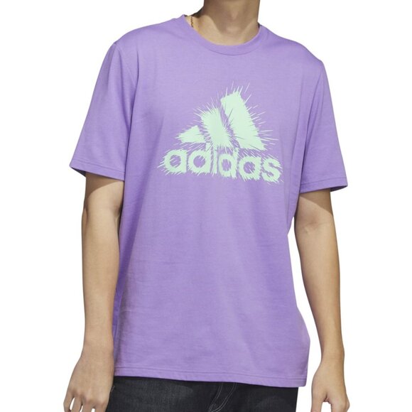 adidas Mens Short-Sleeve Logo-Graphi Violetmint Grn - Picture 1 of 1